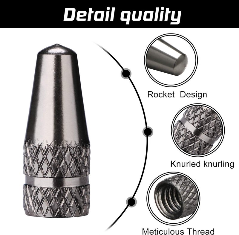 Cap Art Presta Valve Caps - Gray Aluminum Alloy Air Valve Stem Covers for MTB Mountain, Road Bike, Bicycle (5 Pack) - Image 3