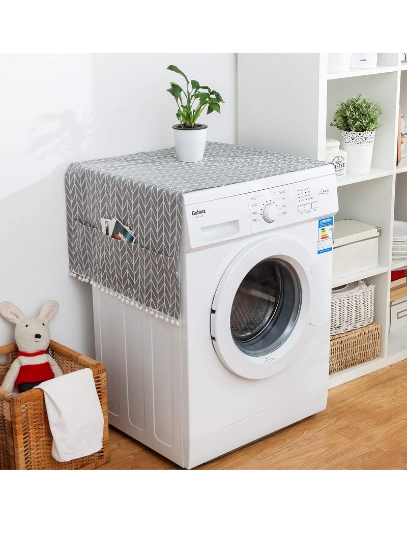 Bukela Washing Machine Dustproof Cover, 21 x 51" Anti-Stain Waterproof Washer and Dryer Protection Covers for The Top, Anti-Slip Refrigerator Fridge Dust Cover with Storage Bag (1pcs) - Image 1