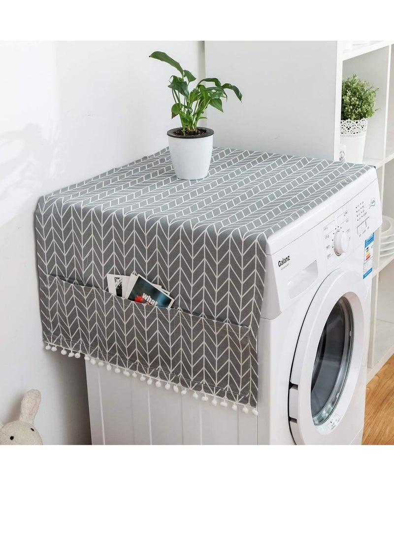 Bukela Washing Machine Dustproof Cover, 21 x 51" Anti-Stain Waterproof Washer and Dryer Protection Covers for The Top, Anti-Slip Refrigerator Fridge Dust Cover with Storage Bag (1pcs) - Image 2