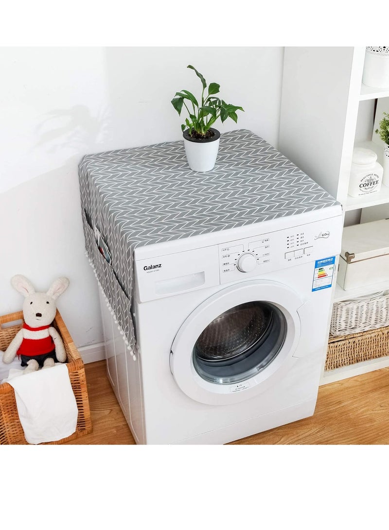 Bukela Washing Machine Dustproof Cover, 21 x 51" Anti-Stain Waterproof Washer and Dryer Protection Covers for The Top, Anti-Slip Refrigerator Fridge Dust Cover with Storage Bag (1pcs) - Image 3