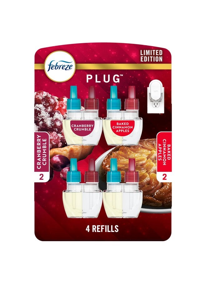febreze Febreze Odor-Fighting Fade Defy PLUG Air Freshener Baked Cinnamon Apple, Cranberry Crumble, .87 fl. oz. Oil Refill, 2 of Each  - Image 1