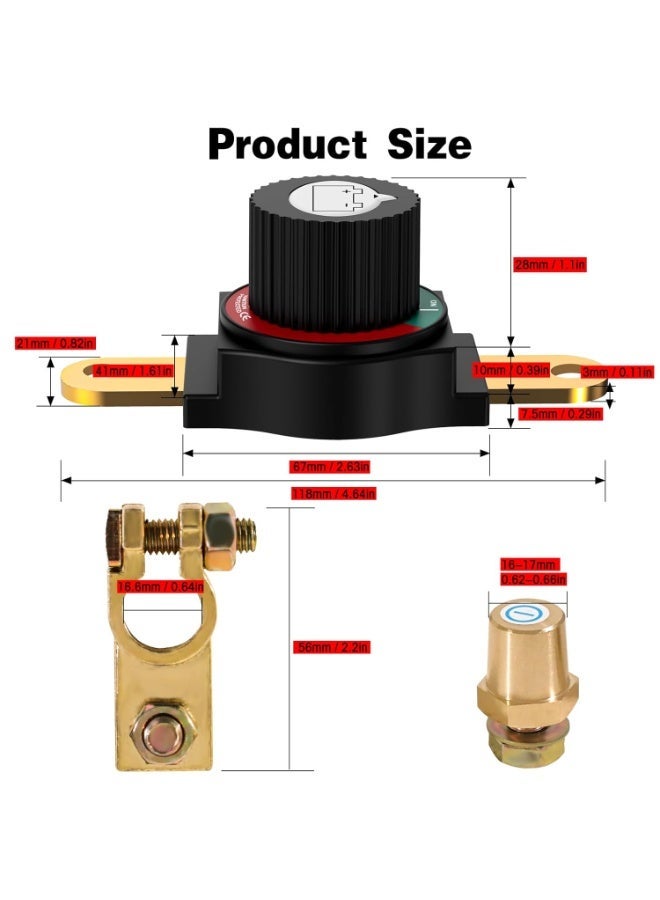 VELARO 12V-48V Battery Disconnect Switch, Waterproof Top Post Negative Terminal Isolator for Car RV Boat ATV UTV - Image 2