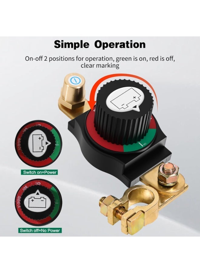 VELARO 12V-48V Battery Disconnect Switch, Waterproof Top Post Negative Terminal Isolator for Car RV Boat ATV UTV - Image 4