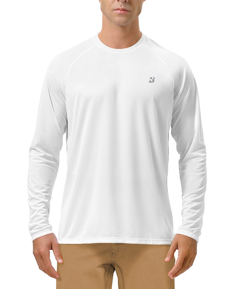 Roadbox Mens UPF 50+ UV Sun Protection Shirts Outdoor Long Sleeve SPF Diving Rash Guard for Fishing Hiking Swimming White - Image 1