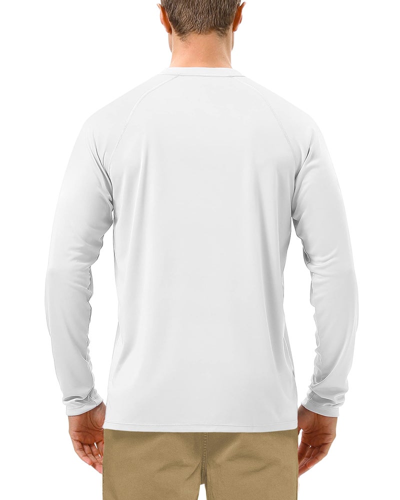 Roadbox Mens UPF 50+ UV Sun Protection Shirts Outdoor Long Sleeve SPF Diving Rash Guard for Fishing Hiking Swimming White - Image 2