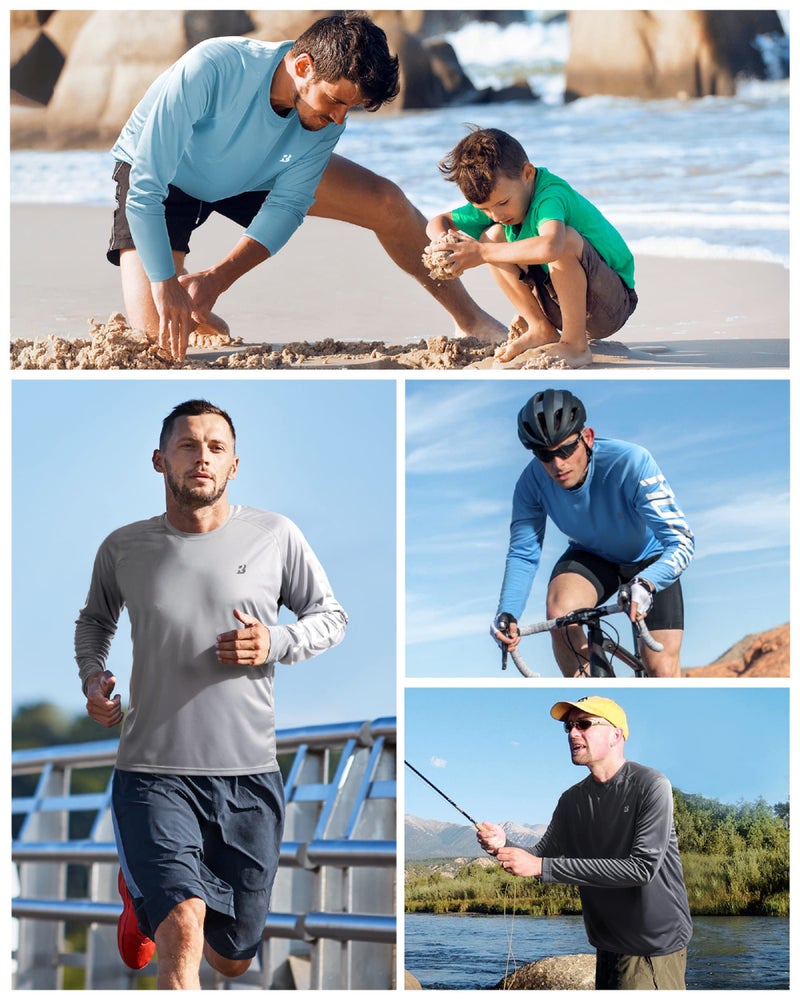 Roadbox Mens UPF 50+ UV Sun Protection Shirts Outdoor Long Sleeve SPF Diving Rash Guard for Fishing Hiking Swimming White - Image 4
