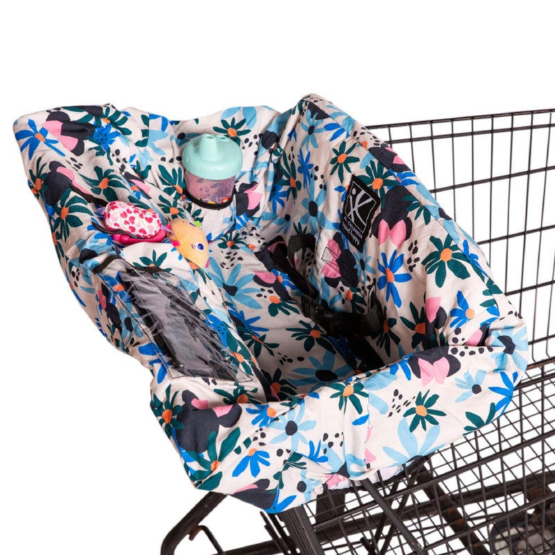 J.L. Childress Disney Baby by J.L. Childress Shopping Cart & High Chair Cover for Baby, Kids, & Toddler - Cover for Grocery Carts & Restaurants, Universal Fit - Minnie Mouse, Floral - Image 1