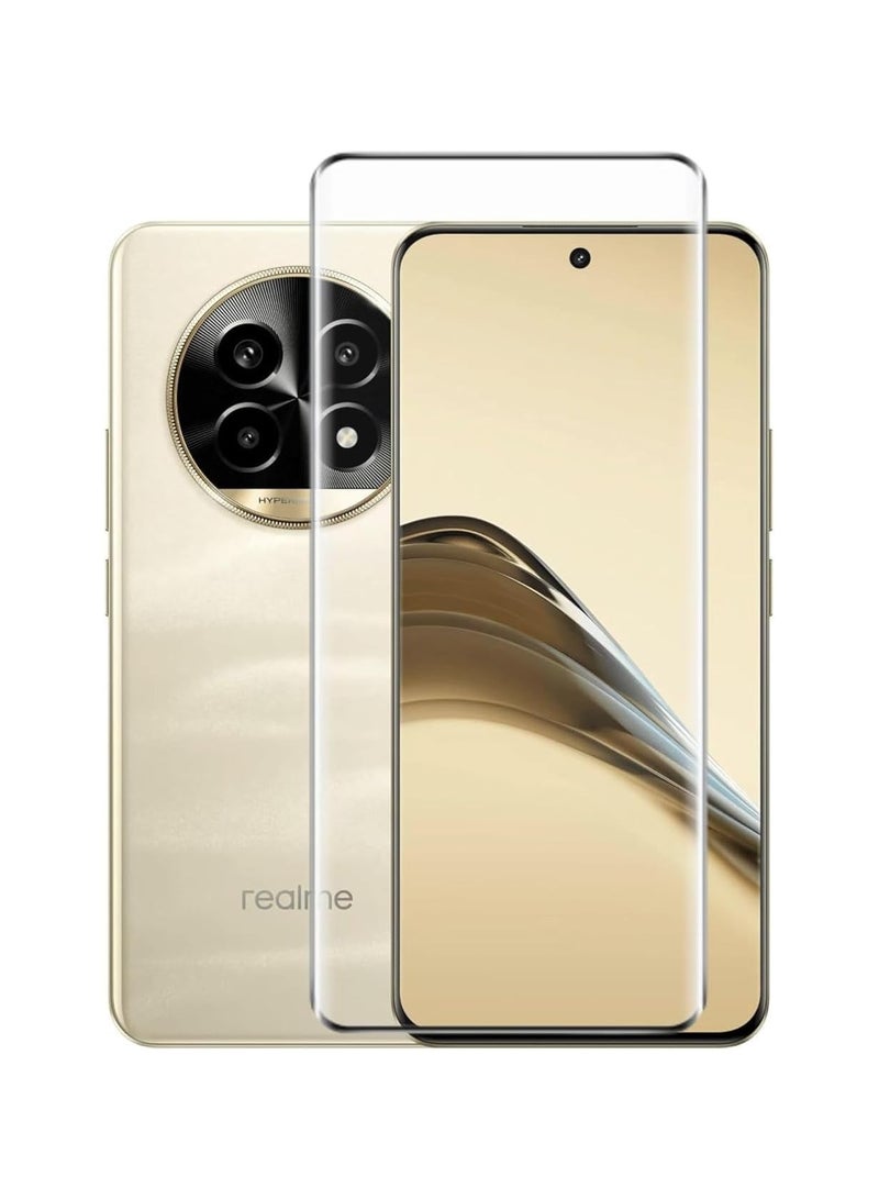 Muzz حماية شاشة زجاجية مقسّاة كاملة اللصق تغطي كامل الشاشة خالية من الفقاعات مضادة للخدش عالية الوضوح عالية الاستجابة لحماية شاشة Realme 13 Pro+ باللون الأسود - Image 1