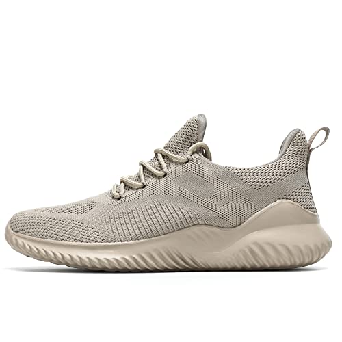 Kapsen Men's Non Slip Running Shoes Ultra Light Breathable Casual Walking Shoes Fashion Sneakers Mesh Workout Sports Shoes Khaki - Image 3