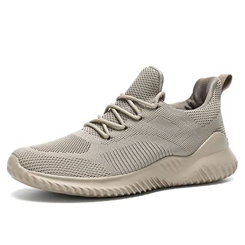 Kapsen Men's Non Slip Running Shoes Ultra Light Breathable Casual Walking Shoes Fashion Sneakers Mesh Workout Sports Shoes Khaki - Image 2