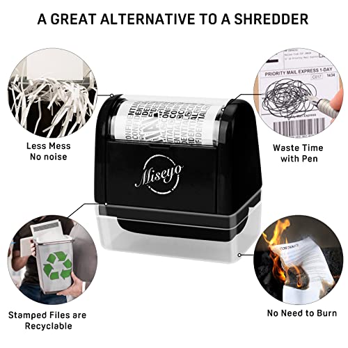 Miseyo Wide Roller Stamp Identity Theft Stamp 1.5 Inch Perfect for Privacy Protection - Black - Image 5
