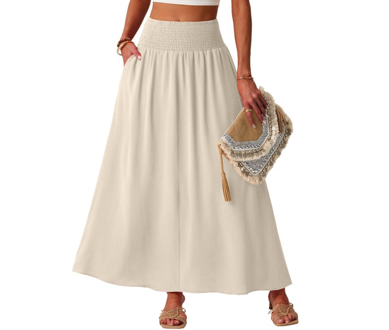 Lepunuo Plus Size Maxi Skirts Womens Boho High Waisted Flowy Gypsy Skirts with Pockets - Image 1