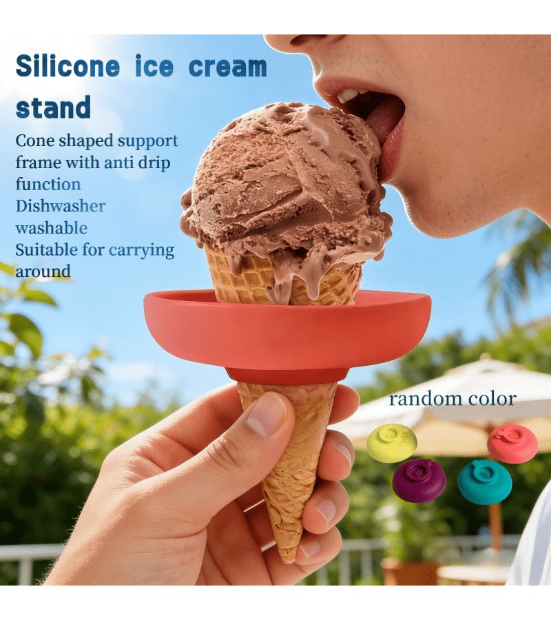 Drip Proof Reusable Silicone Ice Cream Holder Stand 2 Pieces Leak Proof Protector - Image 1