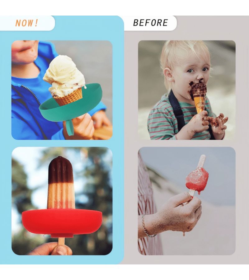 Drip Proof Reusable Silicone Ice Cream Holder Stand 2 Pieces Leak Proof Protector - Image 3