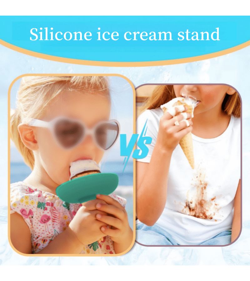 Drip Proof Reusable Silicone Ice Cream Holder Stand 2 Pieces Leak Proof Protector - Image 2