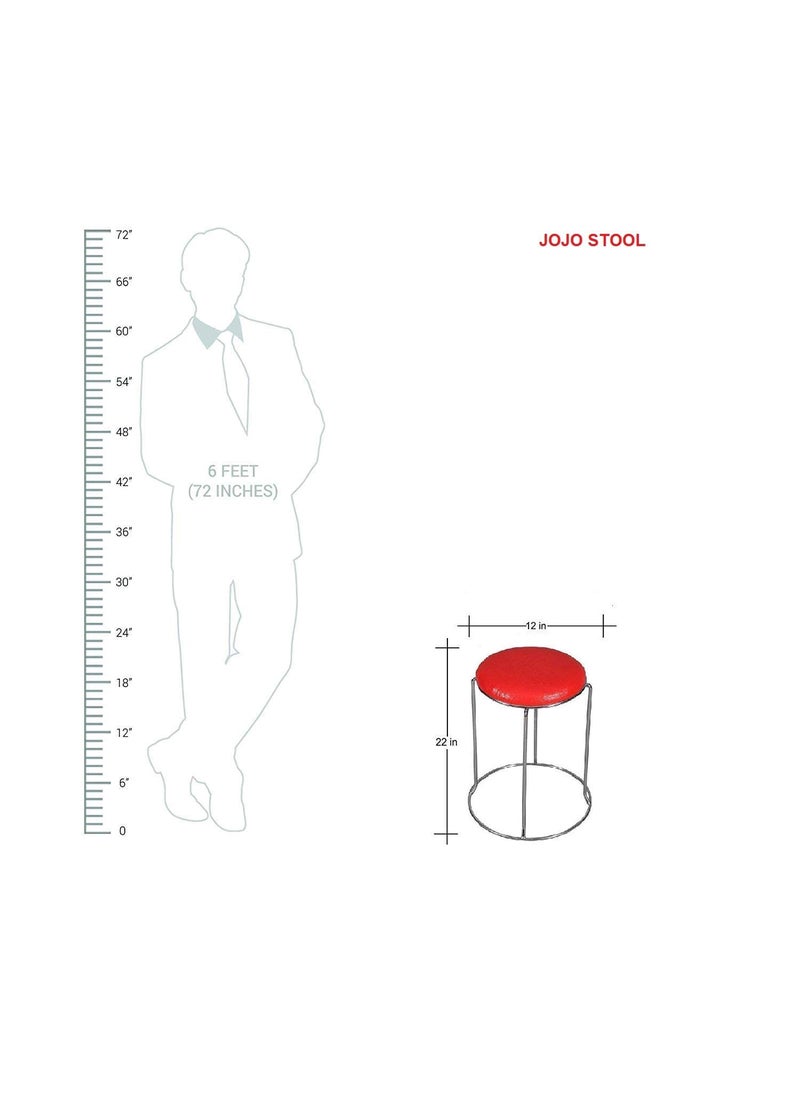 GROWYS Growys Cushion Home Stainless Steel Dining Stool Round Metal Sofa Stool for Living Room Shoe Changing Stool Makeup Stool 45CM Red  - Image 2