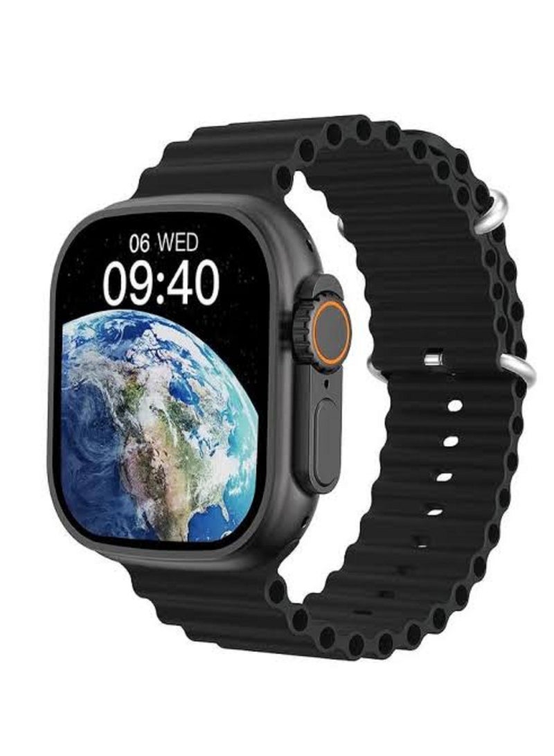 W&O X8+ Plus Ultra Series 8 Smart watch 2.08 Inch IPS display NFC Bluetooth V5 Call Waterproof IP67 Wireless Charger - Black - Image 1
