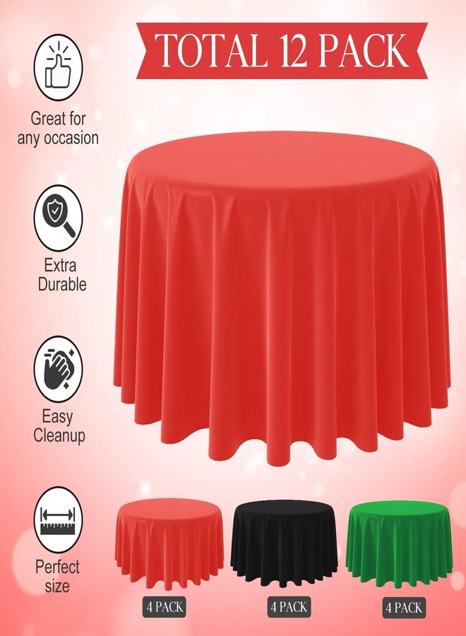 MASHAN 12Pcs Red Black Green Plastic Tablecloths, Disposable Round Table Covers for Kwanzaa Black History Month Juneteenth African American Festival Holiday Party Decorations,84Inch - Image 3