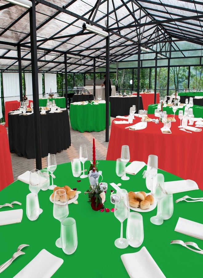 MASHAN 12Pcs Red Black Green Plastic Tablecloths, Disposable Round Table Covers for Kwanzaa Black History Month Juneteenth African American Festival Holiday Party Decorations,84Inch - Image 5