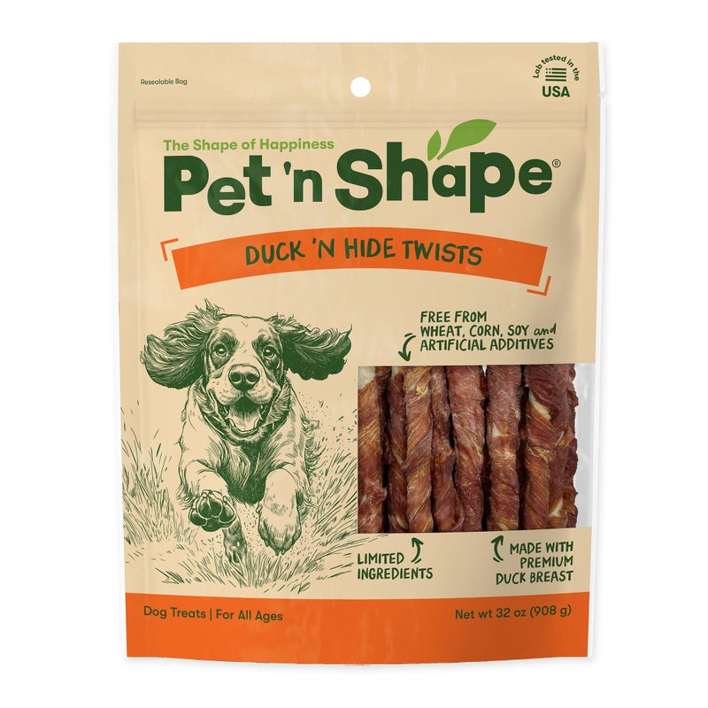 Pet 'n Shape Hide Twists â€“ Duck Wrapped Rawhide Dog Treats - Small Twist - 2 Pounds - Image 1