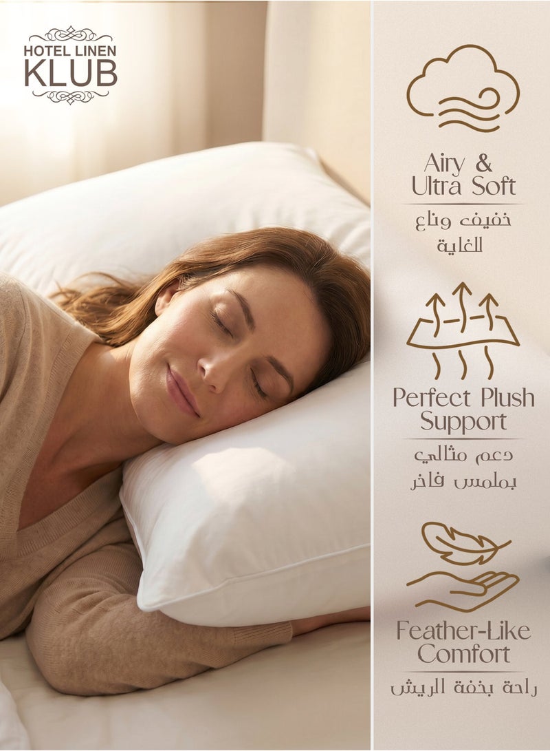 Hotel Linen Klub Pack of 2 100% Goose Feather Pillow with Single Piping, 233 TC Cotton Shell, Premium Cotton Comfort with Plush Filling, 1000g, 50x70 cm - Image 3
