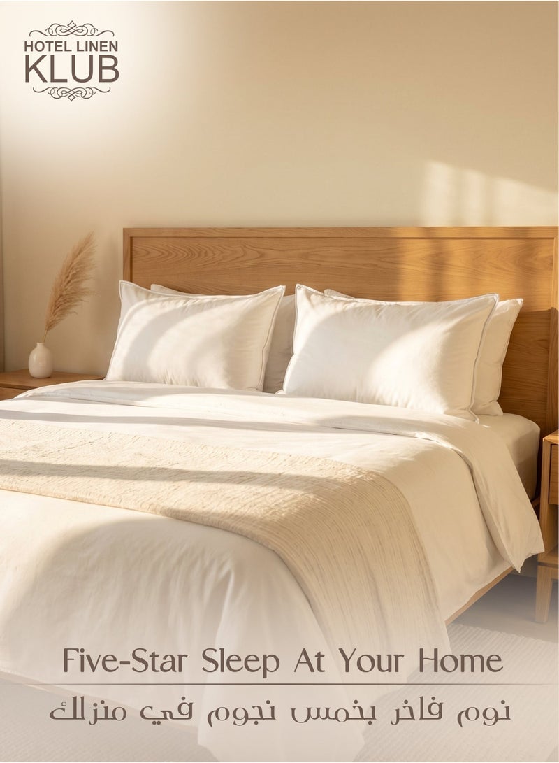 Hotel Linen Klub Pack of 2 100% Goose Feather Pillow with Single Piping, 233 TC Cotton Shell, Premium Cotton Comfort with Plush Filling, 1000g, 50x70 cm - Image 4
