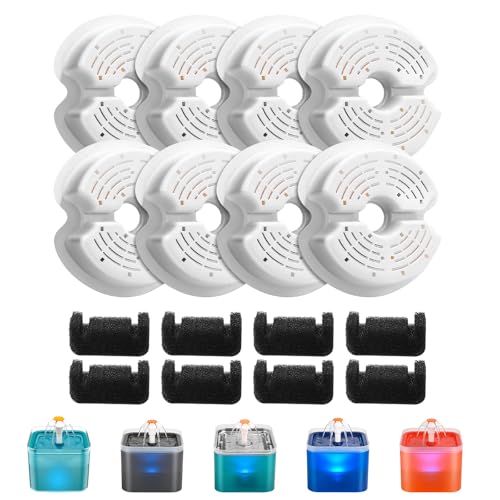 AONBOY Cat Water Fountain Filters, Suitable for AONBOY Pet Fountain F2, Cat Fountain Filters(8 Filters + 8 Sponges) - Image 1