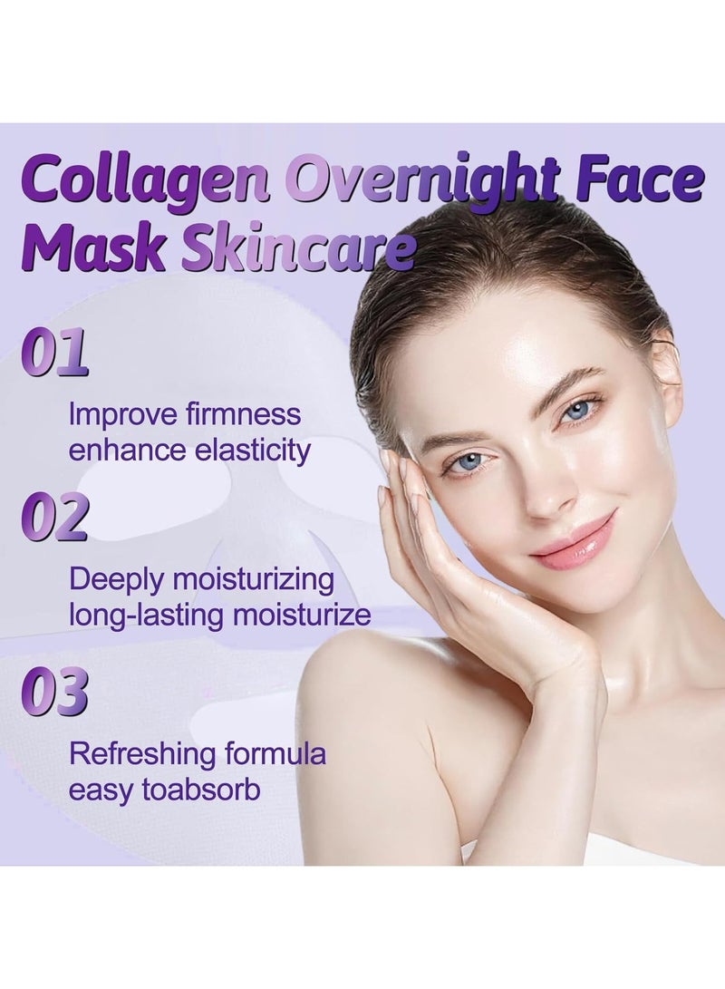 POUQUR 10 PCS Korean Face Masks, Collagen Mask for 4X Smoother & Brighter Skin, Deep Hydrating & Moisturizing, Skin Repair, Firming & Anti-Wrinkle Facial Sheet Mask - Image 3