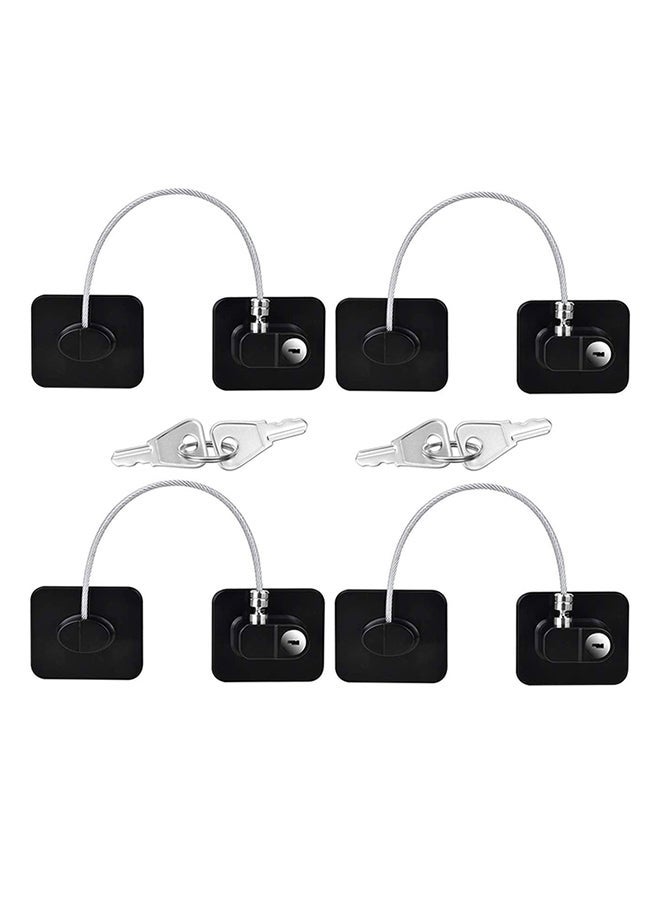 NIBEMINENT Pack of 4 Child Safety Cable Fridge Window Lock With Key Set - Image 1