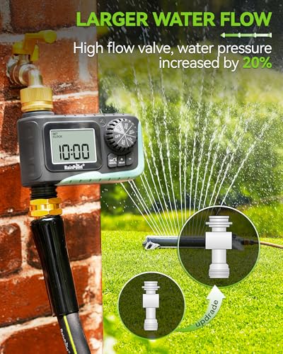RAINPOINT Sprinkler Timer with Brass Swivel, Programmable Water Timer for Garden Hose with Rain Delay/Manual Watering, Digital Irrigation System Kit for Lawns, 1 Outlet - Image 5