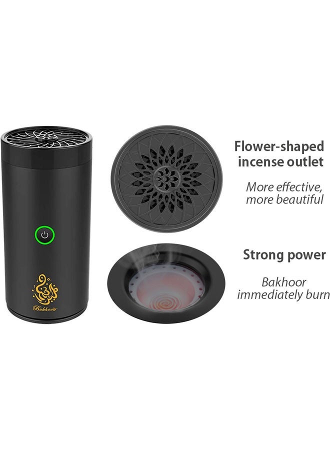 ACHAS USB Type-C Power Rechargeable Incense Burner Black 14x7x7cm - Image 3