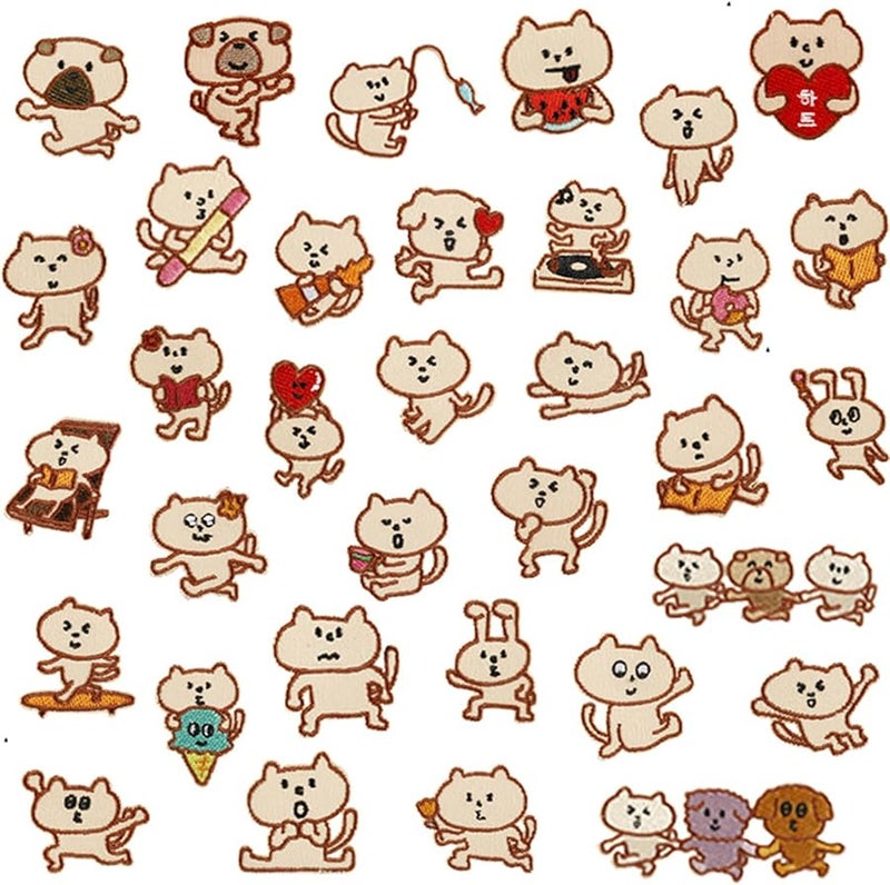 34 قطعة من رقائق الحيوانات الحديدية للتطريز على السترات والحقائب وتزيين الملابس - Image 5