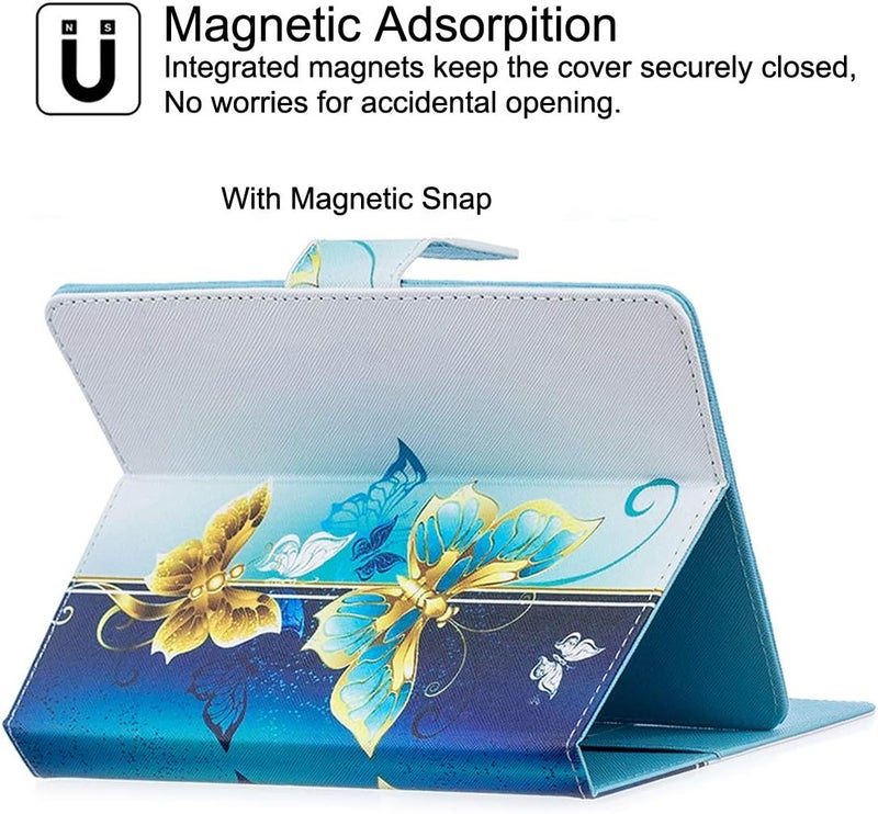 Newshine Universal Case for 6.5-7.5'' Tablet, Colorful Wallet Stand Cover for 7.0'' Samsung Galaxy Tablet, Amazon Kindle Fire 7/HDX 7 and Other Around 7 Inch Models - Butterfly-Golden - Image 4