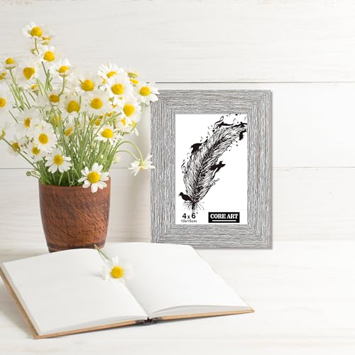 CORE ART4x6 Picture Frame, Handmade Wood Rustic Gray (Grey) Photo Frame Set of 2, High Definition Semi-tempered Glass Wall or Tabletop Display - Image 4