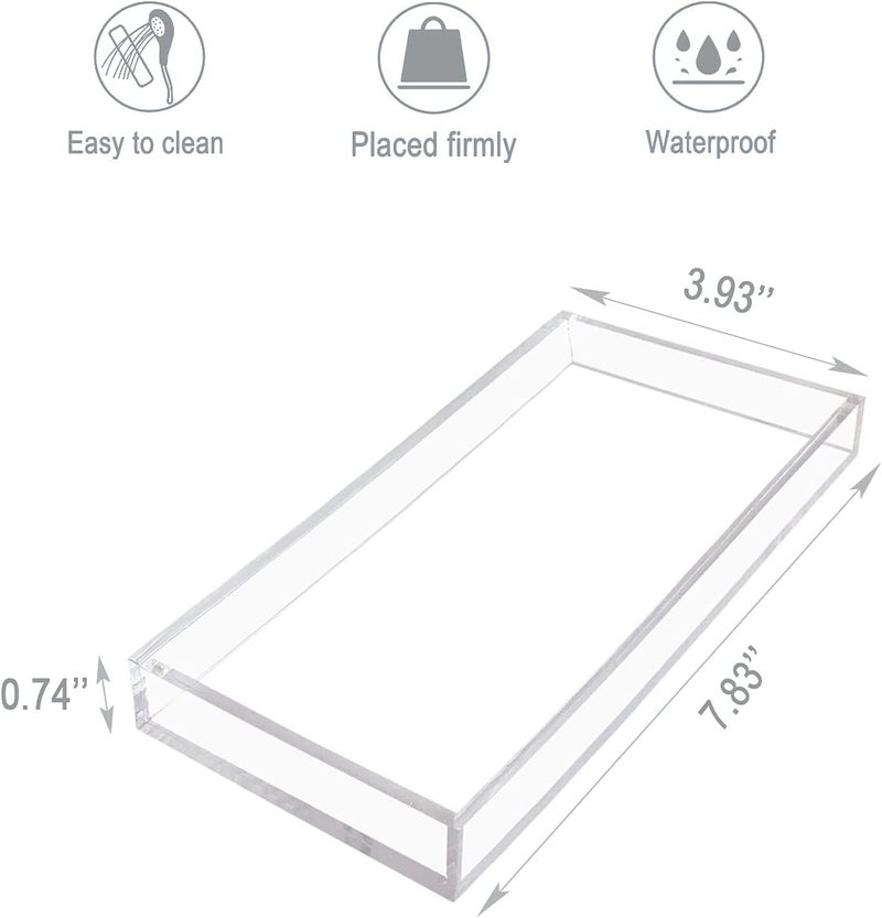 Bigfety Acrylic Vanity Tray for Organizing, Clear Bathroom Trays for Counter, Desk, Dresser - Image 4