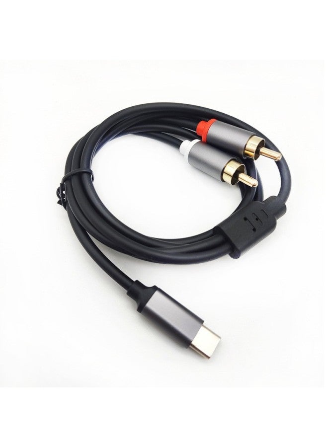 3.5mm One-to-two Audio Cable 1 To Two RCA Double Lotus Computer Audio Mobile Phone 1 To 2 Lotus Head Audio Cable-Color:Type-C Turn Double Lotus Head-Length:5 M  - Image 1