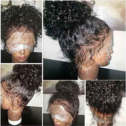 JYZ Burmese Curly Hair Lace Front Wigs Human Hair 180% Density Pre Plucked Bleached Knots with Baby Hair 13X4 HD Lace Brazilian Wet Raw Human Hair Wigs 12 Inch Free Part Natural Color - Image 2