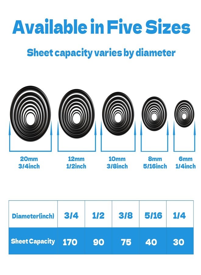 SIMPROFFICE 50 Pack Spiral Binding Coils 4:1 Pitch, Black Plastic Binding Coils Kit - 5 Sizes (1/4, 5/16, 3/8, 1/2, 3/4 Inch) Mixed Set, Spiral Binder Coil for Letter Size Documents - Image 3