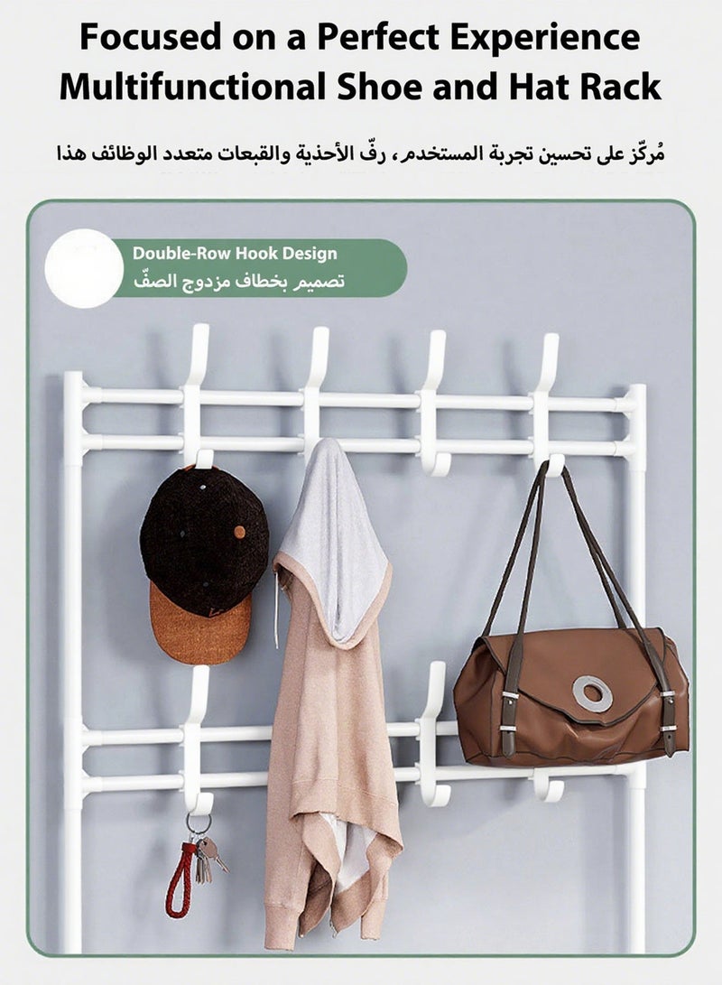 ويمارت رف أحذية من 5 طبقات، رفوف معدنية للمعاطف والأحذية، منظم تخزين الأحذية، رف أحذية مستقل معدني لغرفة المعيشة وغرفة النوم والممر(أبيض) - Image 2