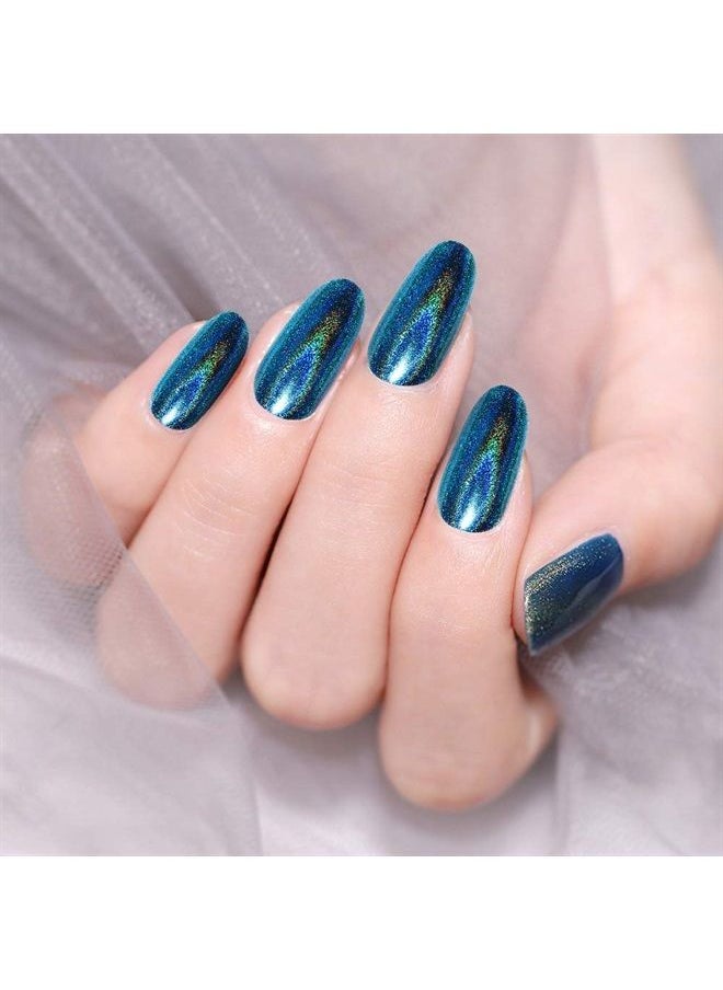 Artdone - 8 Jars Holographic Nail Powder 1gram Each,Chrome Nail Powder,with no Wipe top Coat,Base Coat and Black Color Gel Nail Polish kit for Nail Art Rainbow Unicorn Mirror Effect. - Image 1