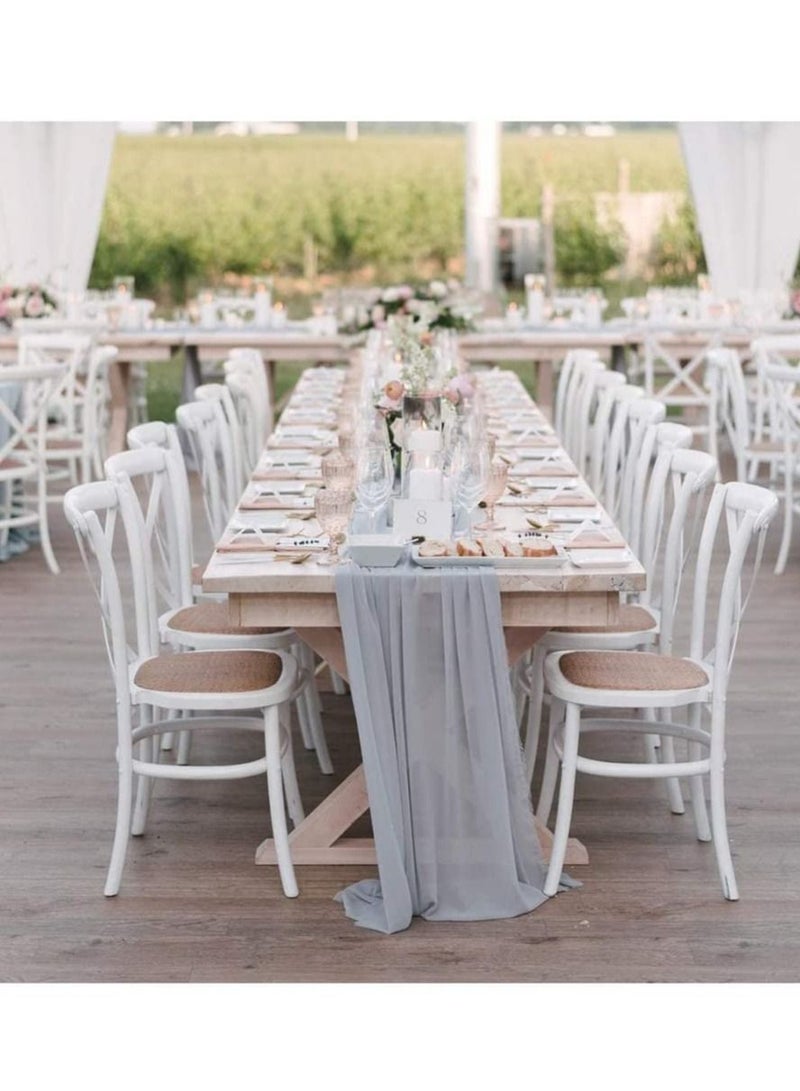SYOSI 10ft DustyGrey Chiffon Table Runner 29x120 Inches Sheer Tulle Table Runner for Wedding Bridal Baby Shower Party Centerpieces - Image 4