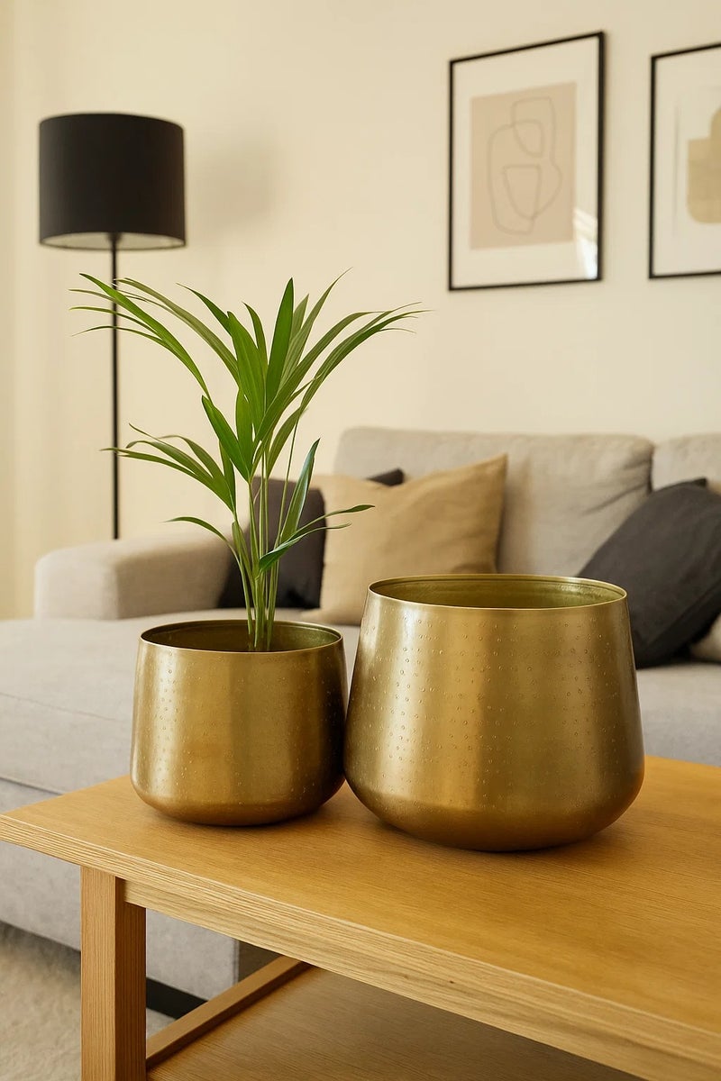 لوفت مجموعة من 2 وعاء دائري من ميت، ذهبي، حديد - 196725 - Image 1