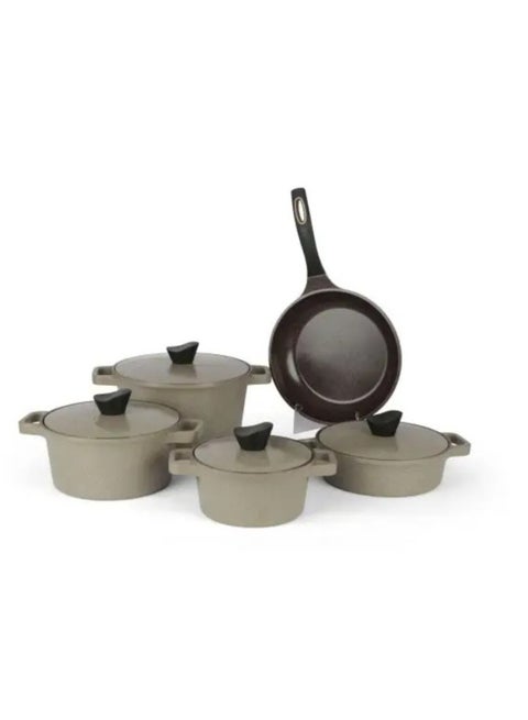 طقم قدور جرانيت تورنادو، 9 قطع - بيج غامق