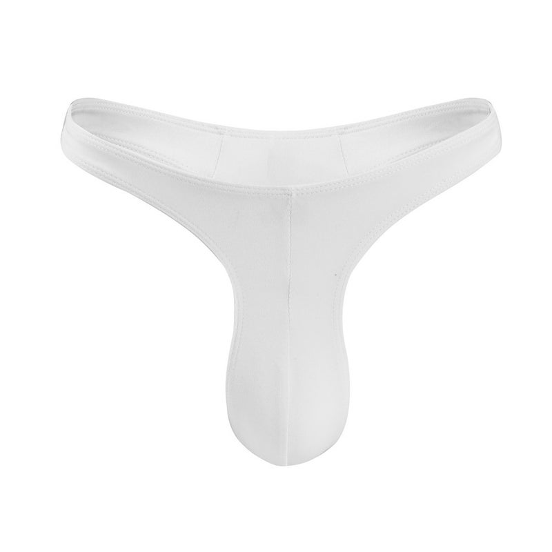 European and American Cross-border Mens Sexy Thongs Seamless Low Waist Sexy Adult Young Gay Mens Narrow Hip T-pants White