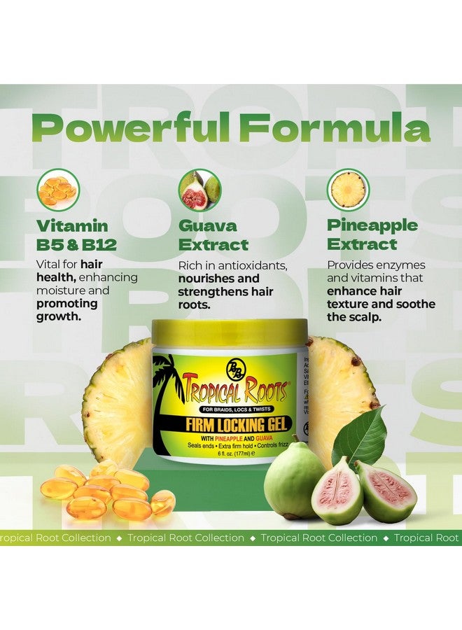 Bronner Bros Tropical Roots Firm Locking Gel - Loc & Twist Gel Ideal for Braids, Twists & Locs with Pineapple & Guava Extracts, Vitamins B5 & B12 - Strong Hold, Non-Flaking, Moisture & Shine - 6oz - Image 4