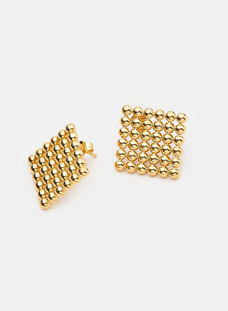 Square Dotted Stud Earrings - Image 1