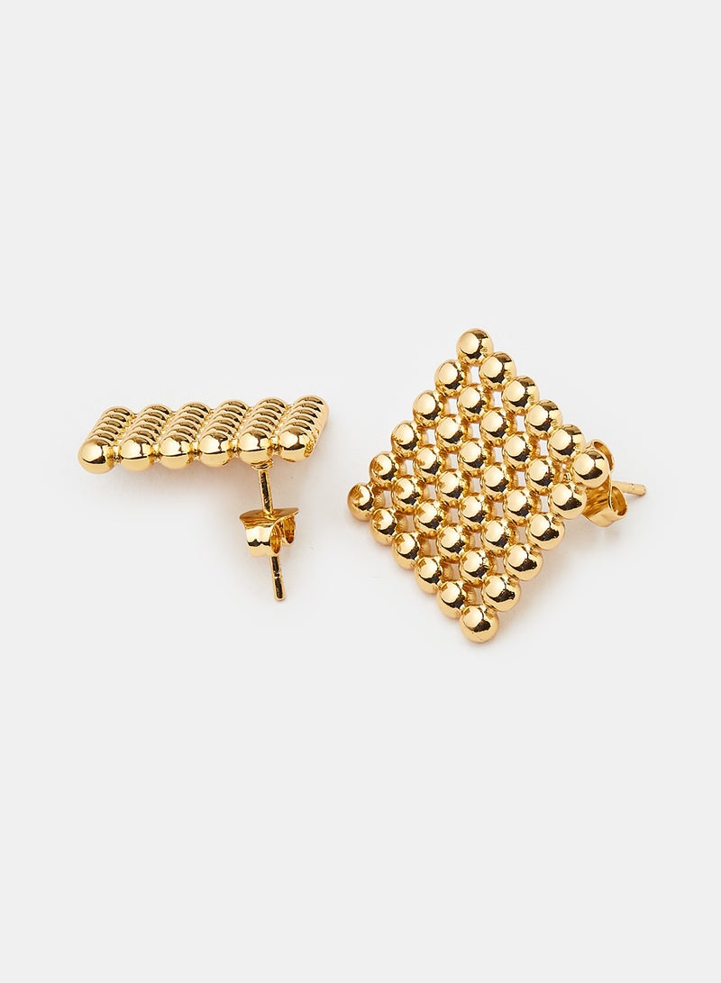 Square Dotted Stud Earrings - Image 3