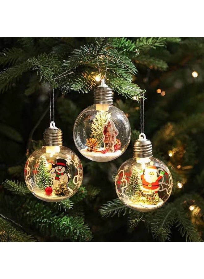 زينة شجرة  الكريسماس لمبة ليد تعليقة المضيئة الثلجي عليقة عيد الميلاد مصباح سانتا وسنومان  عدد 1 - Image 1