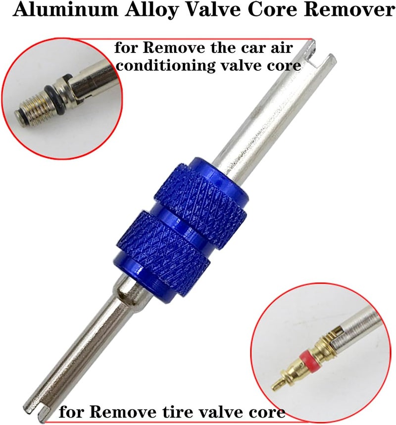 QISF 43Pcs Tire Valve Core Remover Tools with 30Pcs Valve Stem Cores,10Pcs Tire Stem Valve Caps, 4-Way Valve Stem Core Tool, Dual & Single Head Tire Valve Core Remover Installer Tools - Image 4