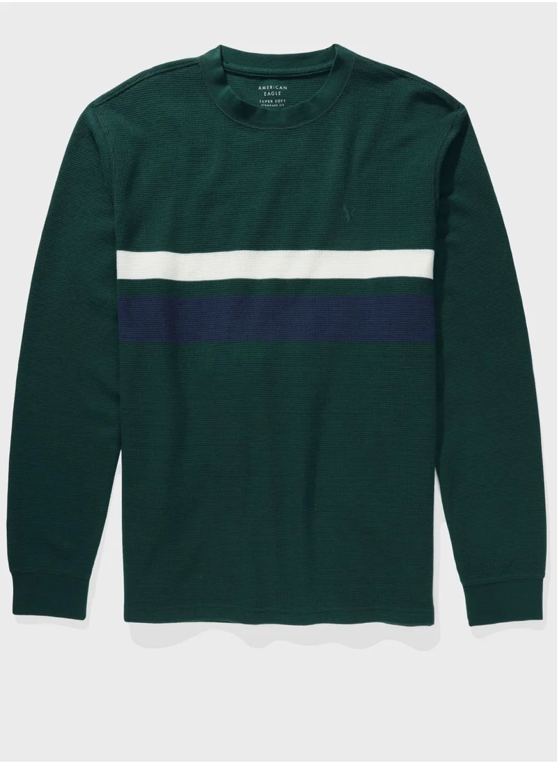 American Eagle Striped Crew Neck T- Shirt